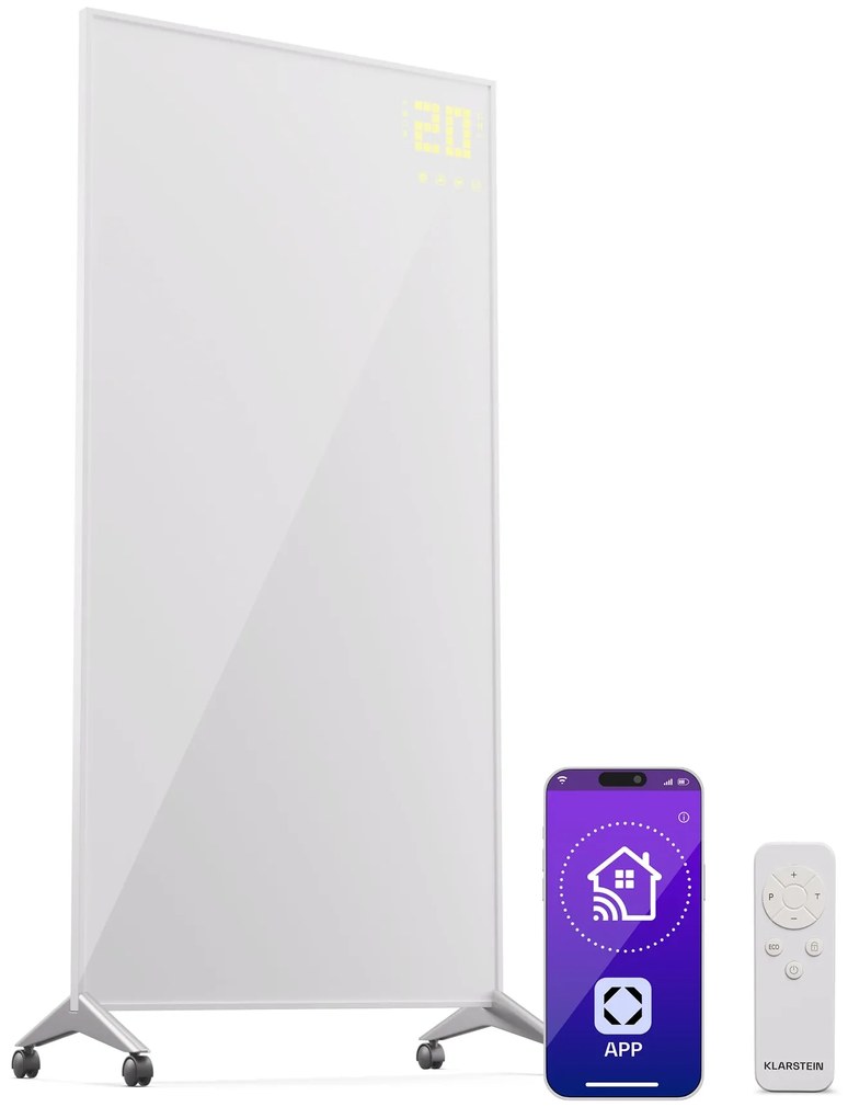 Klarstein Wonderwall Smart Bornholm, infravörös hősugárzó, 60 x 120 cm, 1200 W, applikáció