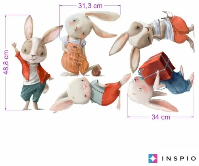 INSPIO Imádnivaló kicsi nyuszik - Akvarell matrica falra