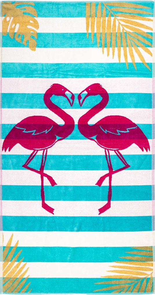 FLAMINGO GOLD Strandtörölköző türkiz 165x90cm
