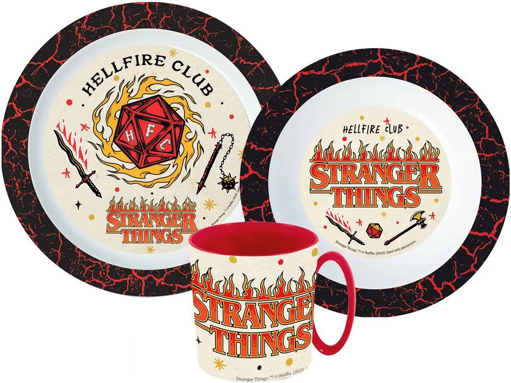Stranger Things Upside Down étkészlet, micro műanyag szett bögrével 350 ml