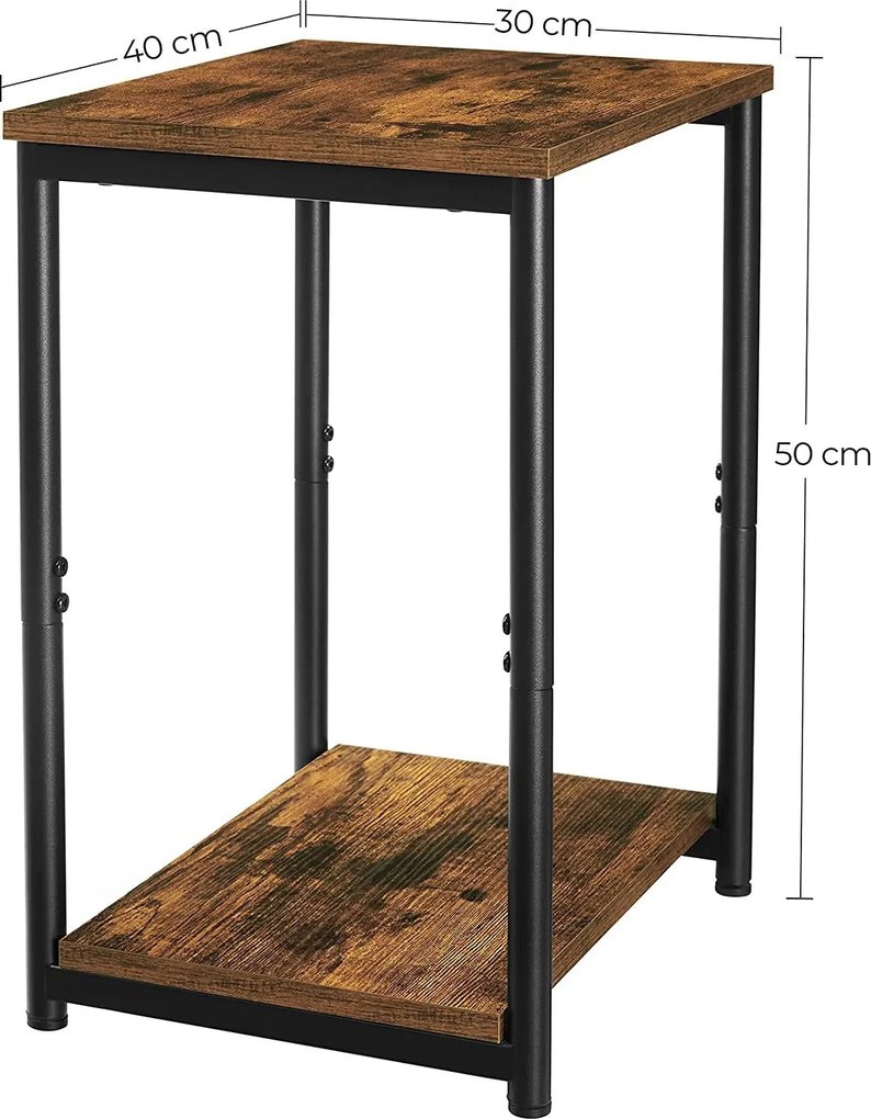 Éjjeliszekrény, oldalsó asztal szett 2 db-os vintage barna-fekete