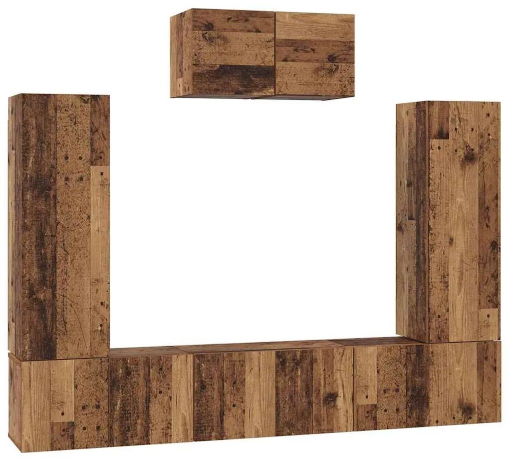 TV szekrény garnitúra 7 pcs Régi fa 180 x 30 x 120 cm Faanyag