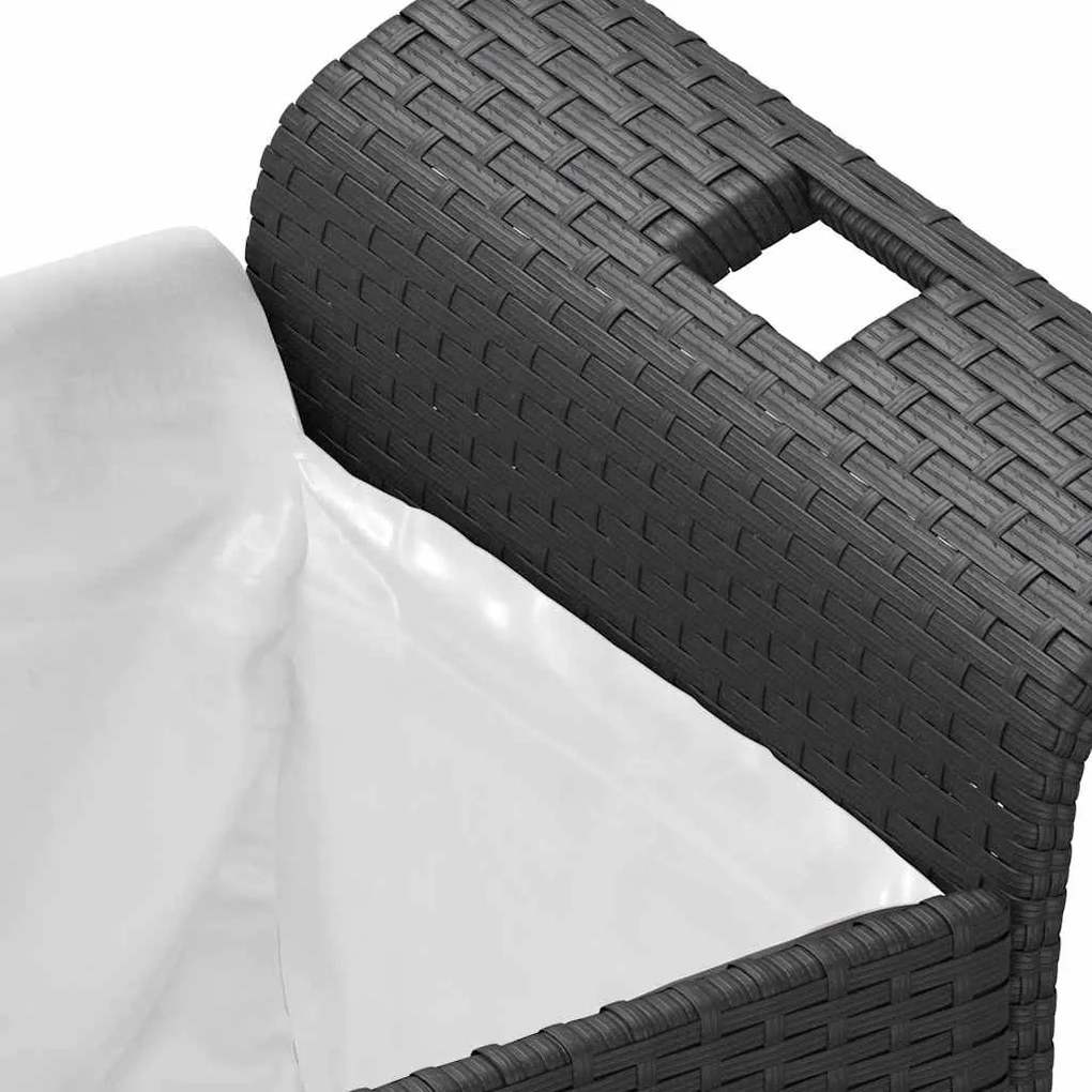 fekete polyrattan kerti pad párnával 116 x 46 x 57 cm