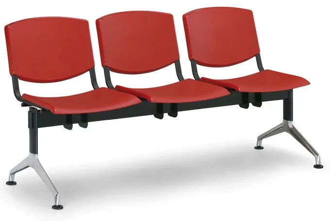 Design műanyag pad, 3 üléses, fekete