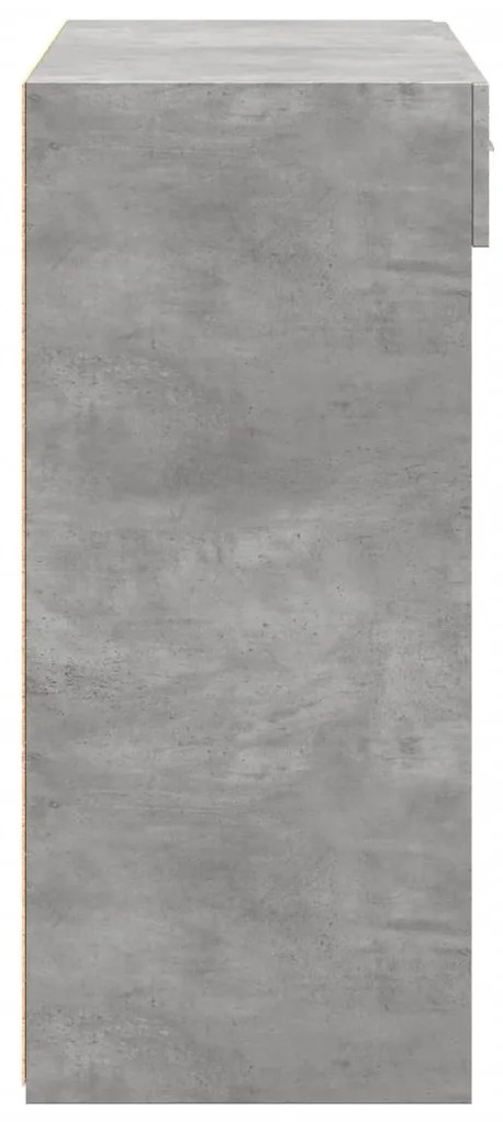 betonszürke szerelt fa tálalószekrény 80 x 42,5 x 93 cm