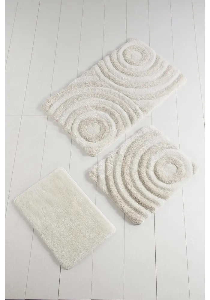 Bézs fürdőszobai kilépő szett 3 db-os 60x100 cm Wave – Foutastic