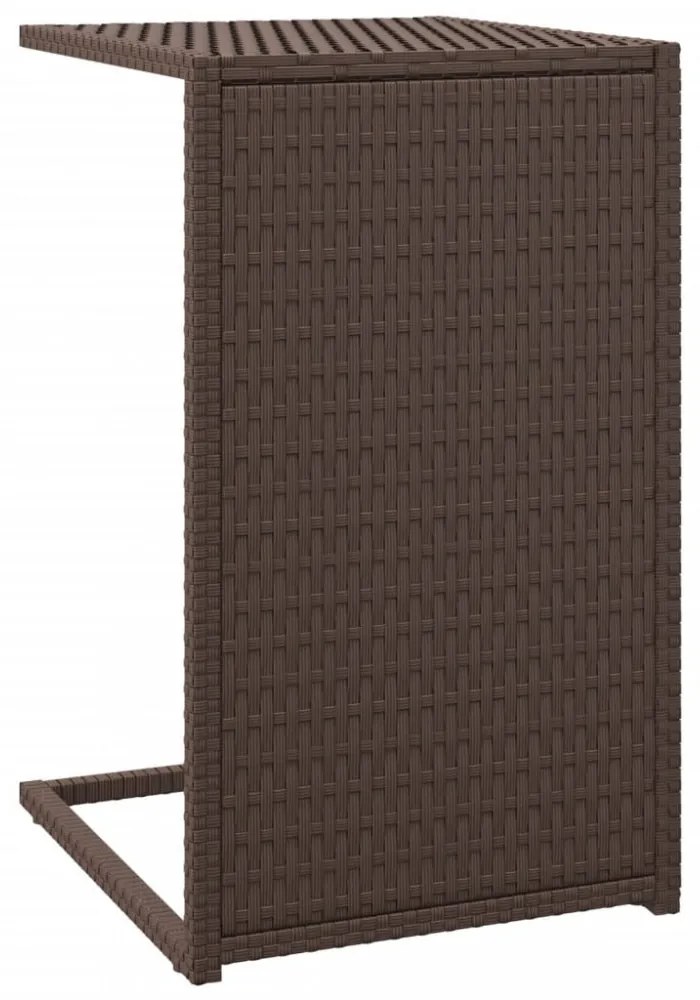 barna polyrattan C-asztal 40 x 35 x 60 cm