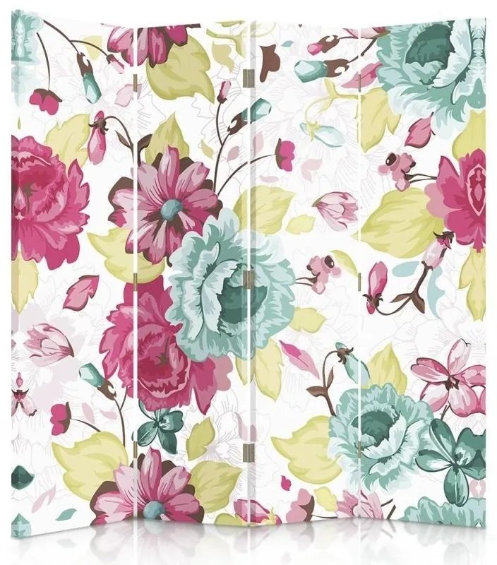 Gario Paraván Vintage virágok Méret: 145 x 170 cm, Kivitelezés: Klasszikus paraván