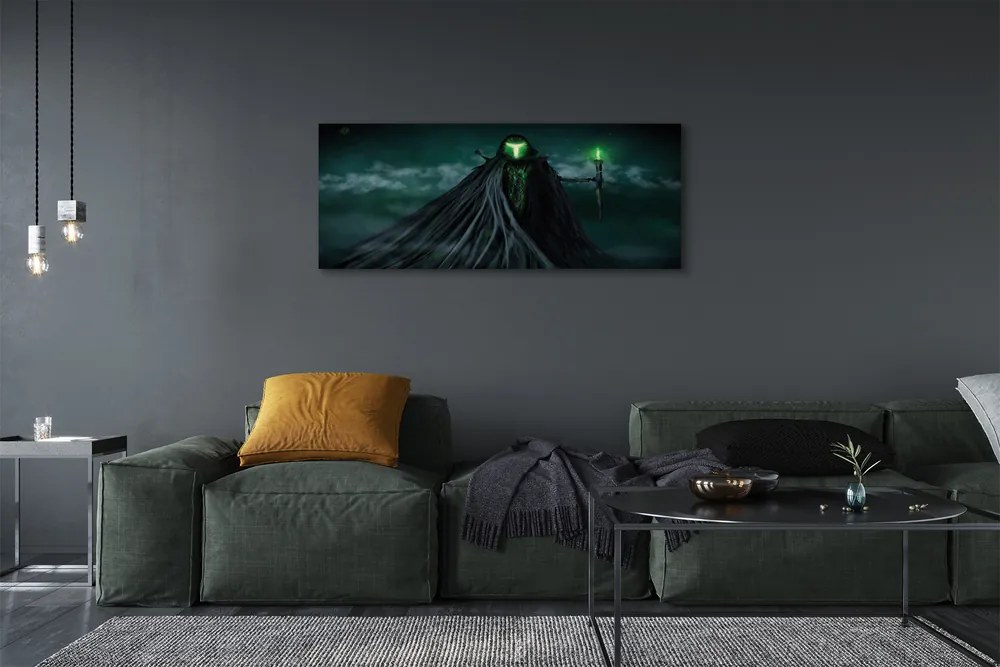 Canvas képek A sötét alak zöld tűz 140x70 cm