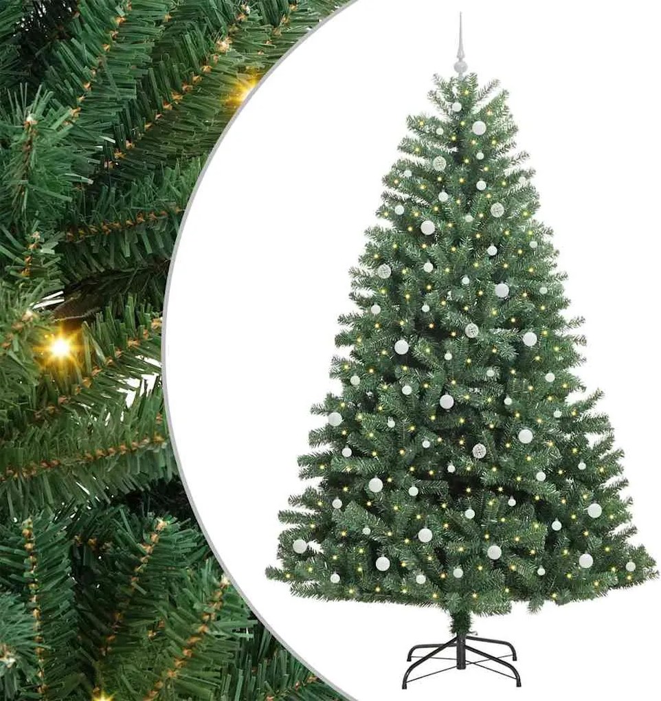 vidaXL Műanyag Hajtogatós Karácsonyfa Zöld 240 cm PVC és fém