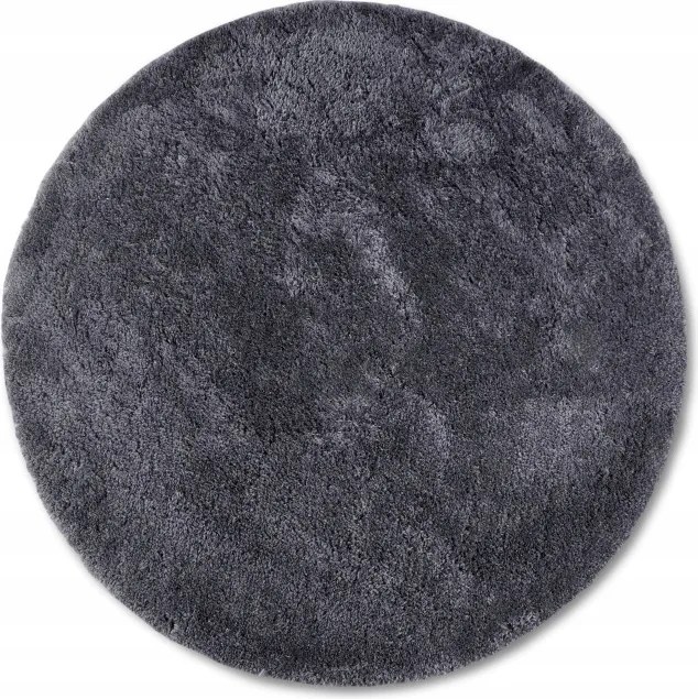Kerek szőnyeg 200cm plüss shaggy a nappaliba, grafit vastag plüss