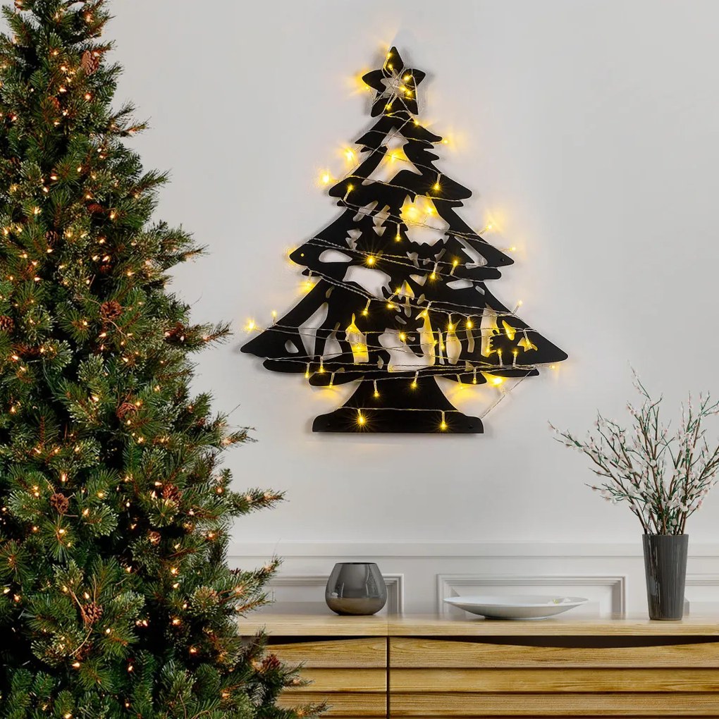 XMASBLACK fém karácsonyi fényfüzér, 59×70 cm