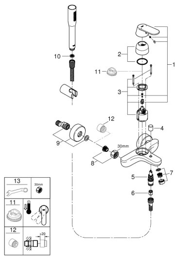 GROHE 32832000 - Kádcsaptelep EUROSMART COSMOPOLITAN