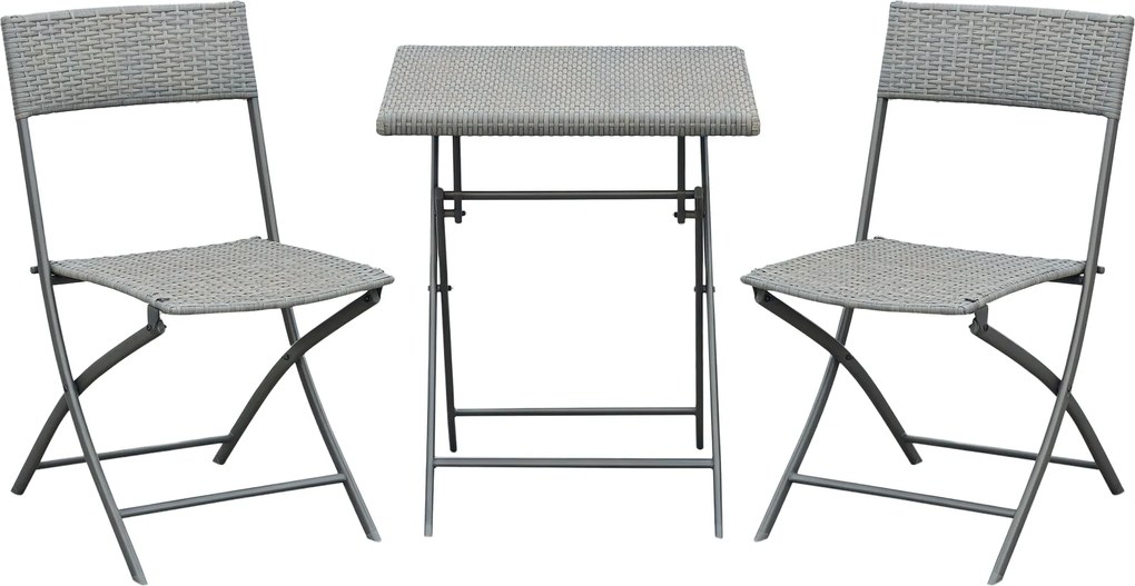 Outsunny Polirattan Kertbútor Készlet, Kültéri Erkély Bútor Két Személyre, 3 Részes Ülőgarnitúra, 2 Szék, Asztal, Időjárásálló Kert Lounge, Kertbe, Te