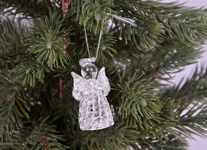 Karácsonyi medálok üveg angyalkák kristály 3,5 cm 6 db