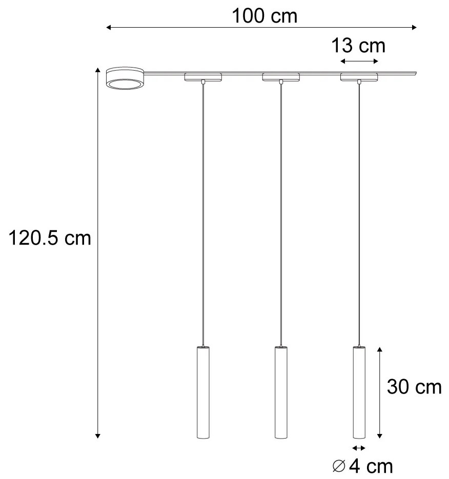 Modern sínrendszer 3 fekete függőlámpa foglalattal, 1 fázisú - Magnetic Cassie
