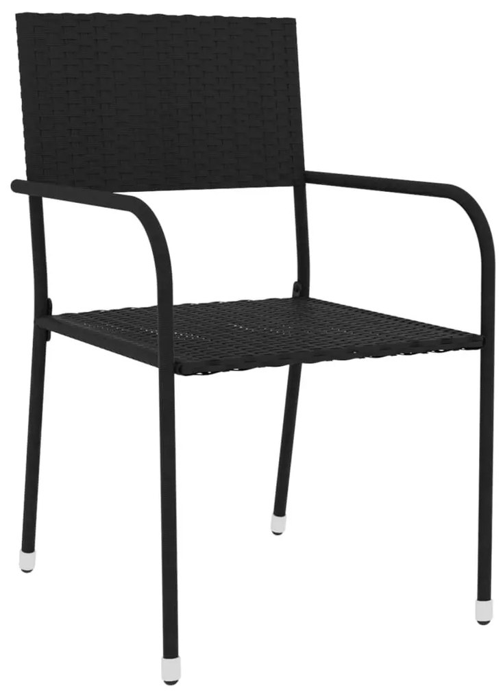 3 részes fekete polyrattan kerti étkezőgarnitúra