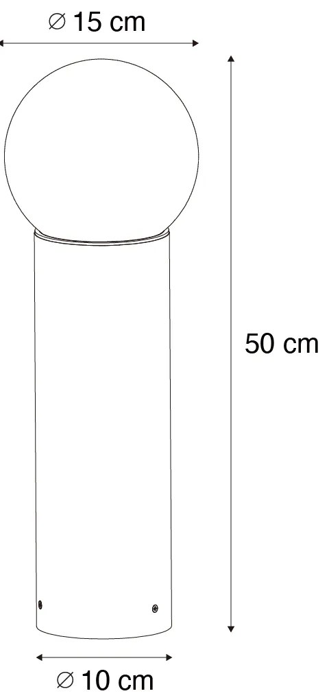 Fekete kültéri állólámpa opál üveggel 50 cm IP44 - Huma