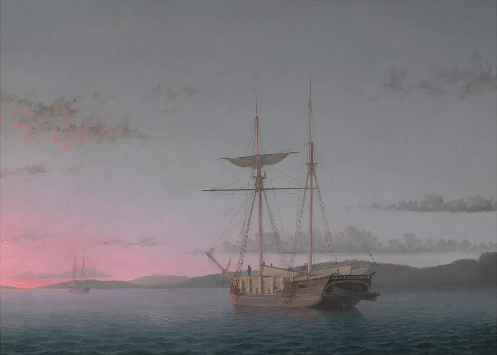 Kép - Fitz Henry Lane, Lumber Schooners at Evening on Penobscot Bay, reprodukciók (70x50 cm)