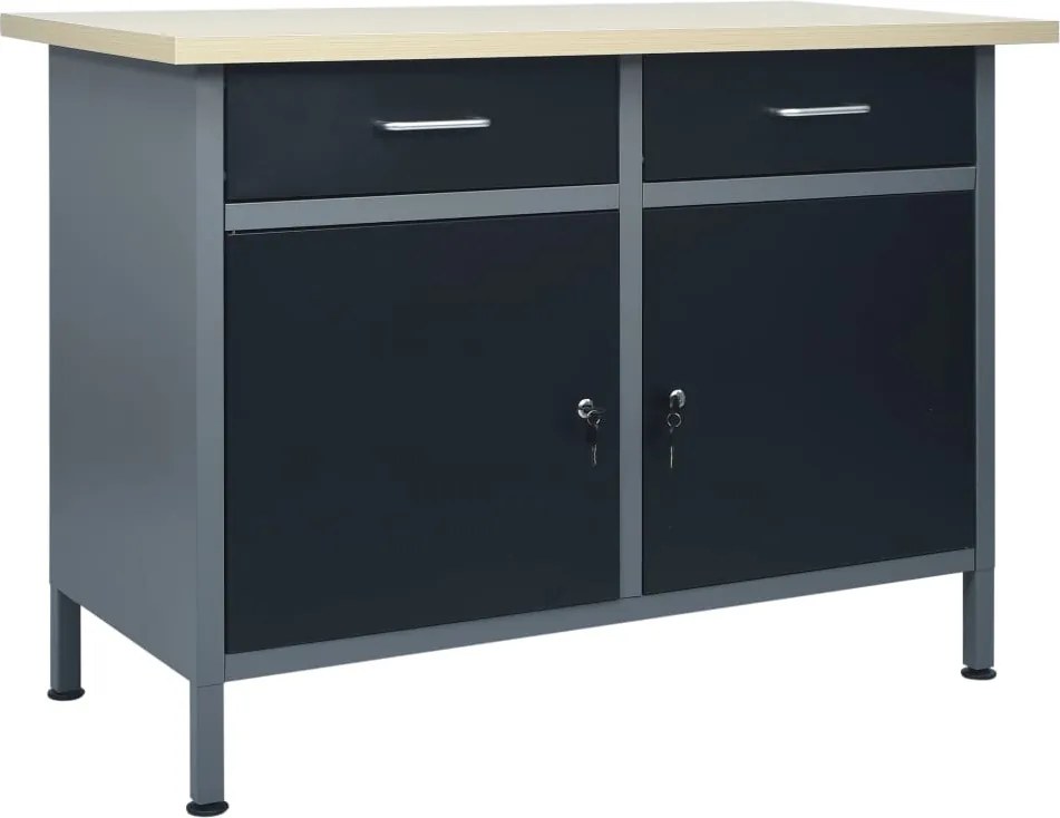 vidaXL fekete acél munkapad 120 x 60 x 85 cm