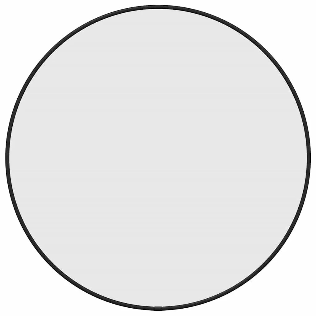 fekete falitükör Ø 50 cm Kerek
