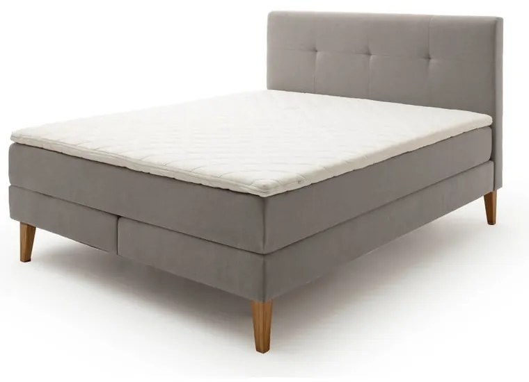 Világosszürke boxspring ágy 160x200 cm Stockholm – Meise Möbel