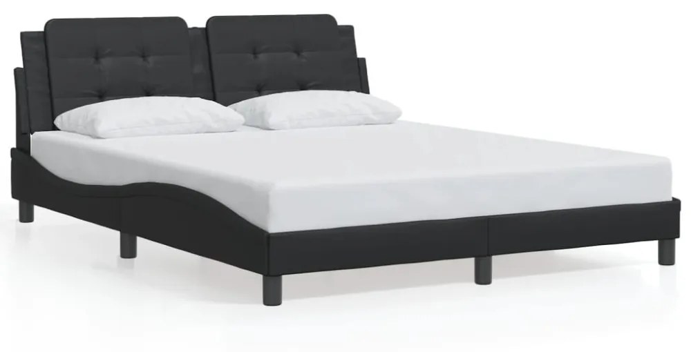 fekete ágykeret LED-ekkel matrac nélkül Zadar 160 x 200 cm
