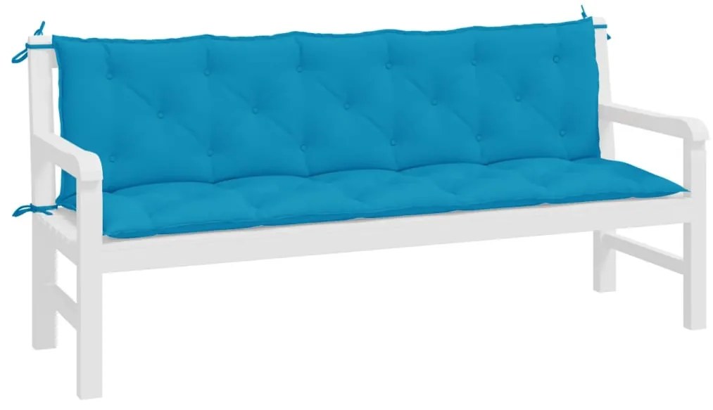 2 db világoskék oxford szövet kerti padpárna 180 x 50 x 7 cm
