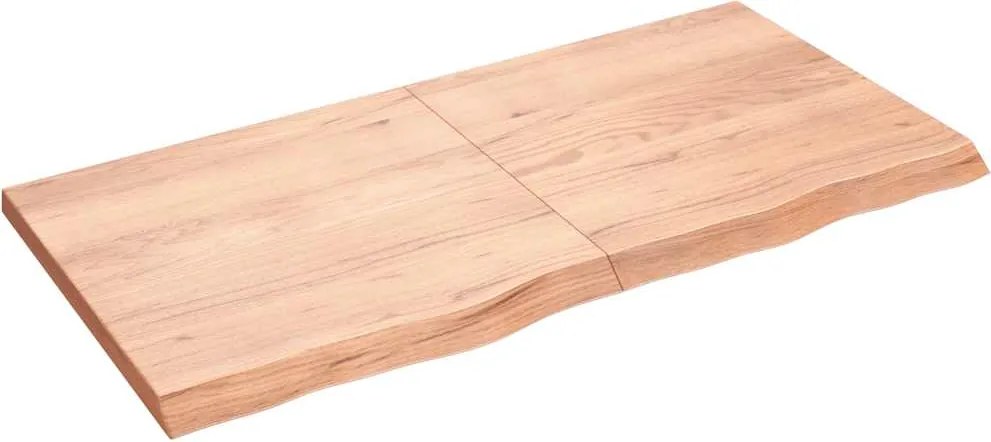 vidaXL világosbarna kezelt tömör fa fürdőszobai pult 120x60x(2-4) cm