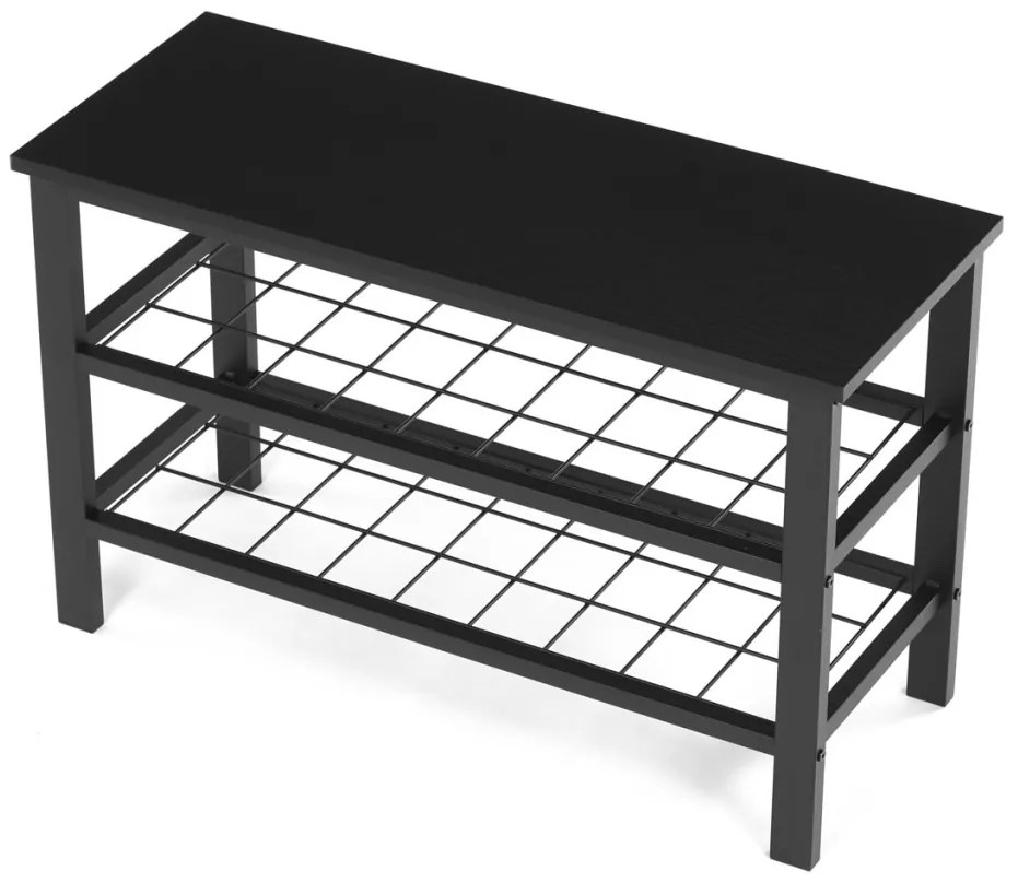 Suport pantofi cu 2 rafturi negre