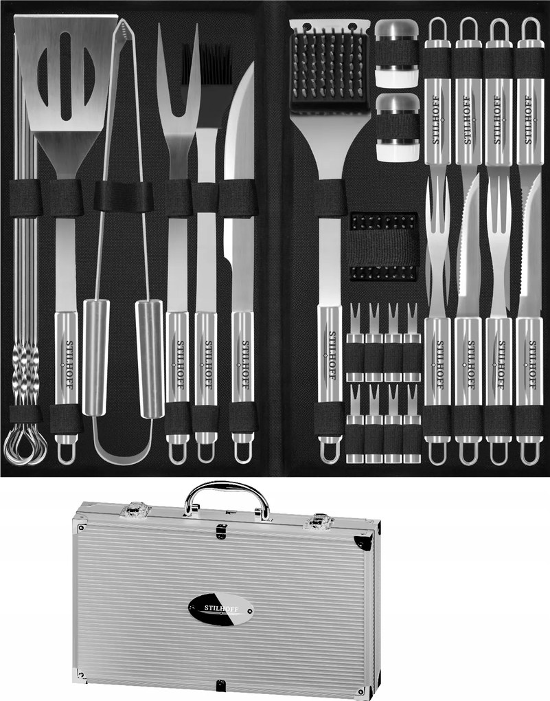 Grill evőeszköz készlet Bbq Stilhoff kiegészítők eszközök 34db 33 koffer