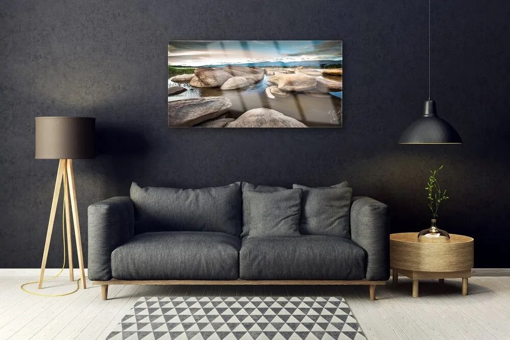Üvegkép falra szikla táj 100x50 cm
