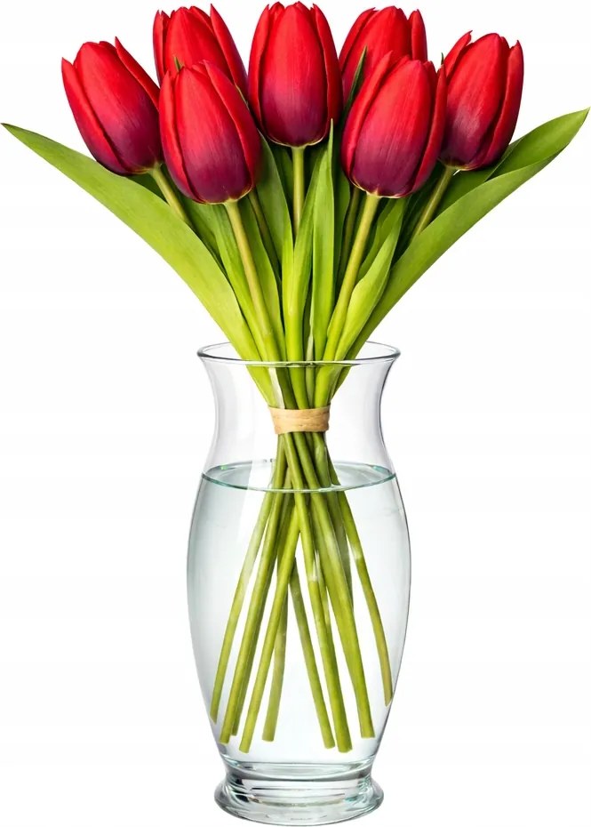 Mesterséges Tulipánok piros csokor élő művirág 9 db