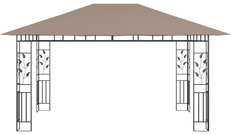 tópszínű pavilon szúnyoghálóval/LED fényfüzérrel 4 x 3 x 2,73 m