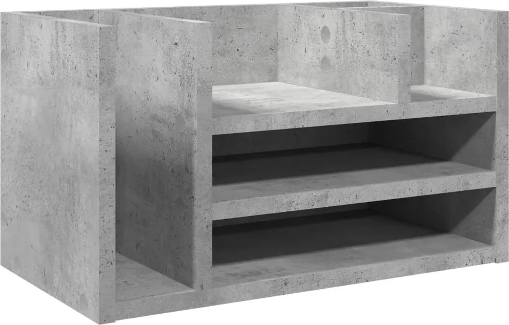 vidaXL betonszürke szerelt fa asztali szervező 44,5 x 24 x 25 cm