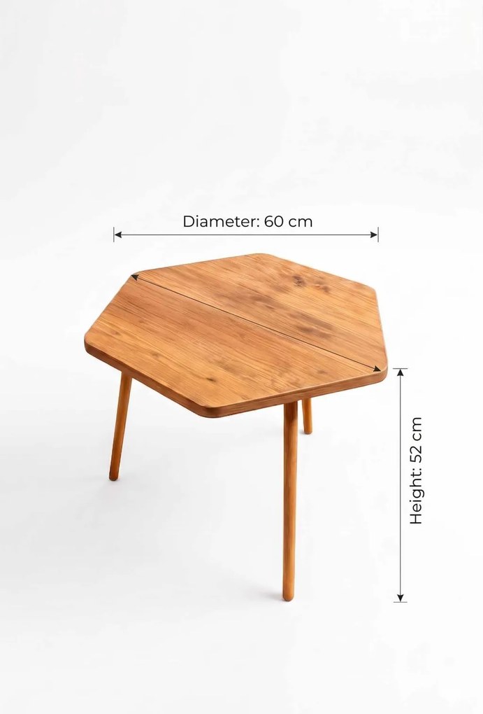 Dohányzóasztal, fenyő, Ø60 cm – Peka-146