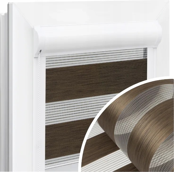 Roló Éjjel-Nappal Kazettás Vezetősínekkel 145x150 cm Barna Méretre