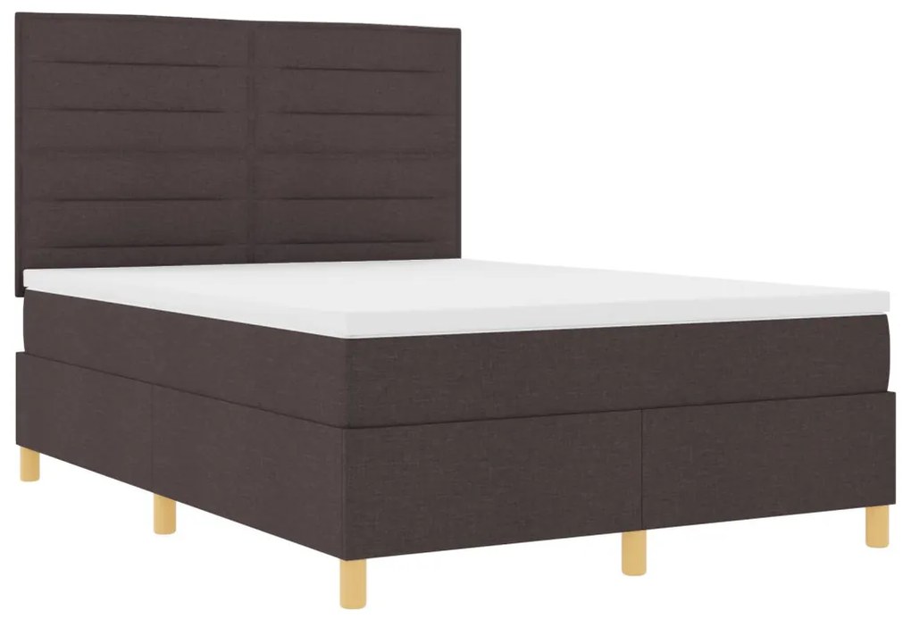 vidaXL Box Spring Ágy Matrac Sötétbarna 160x200 cm Szövet