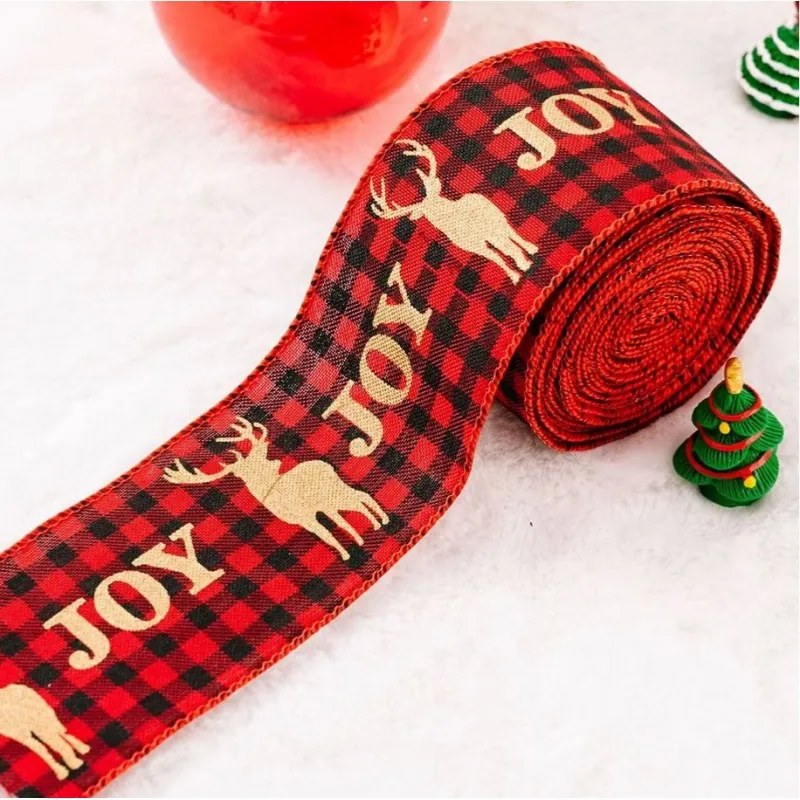 Karácsonyi JOY szalag 5 cm x 5 m, piros