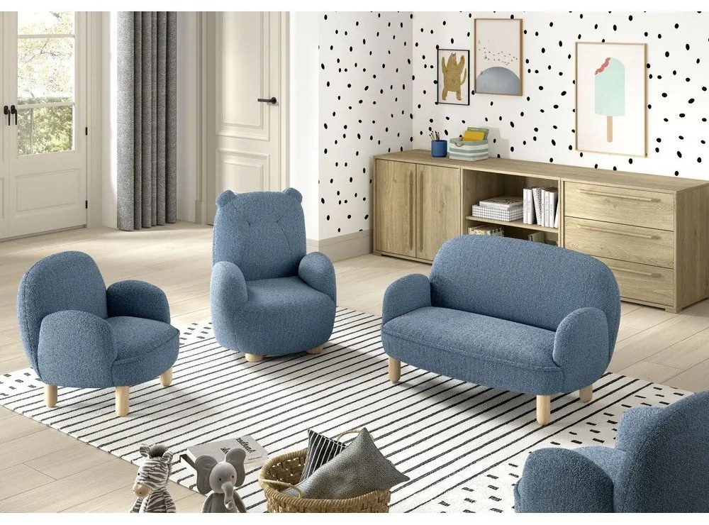 Kék buklé gyerek fotel Rocky – Vipack