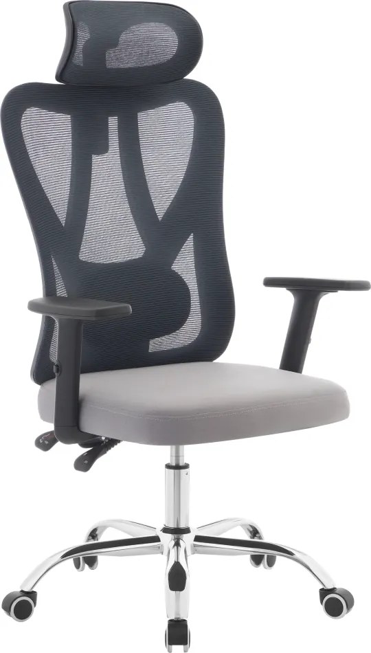 Irodai szék, sötétszürke/világosszürke/króm, teherbírás 150 kg, ADEMIR