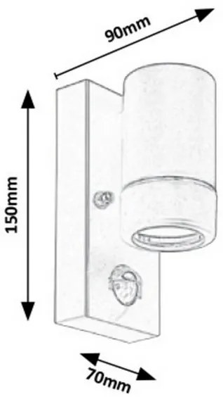 Rabalux 8834 - Kültéri fali lámpa érzékelős MEDINA 1xGU10/10W/230V IP44