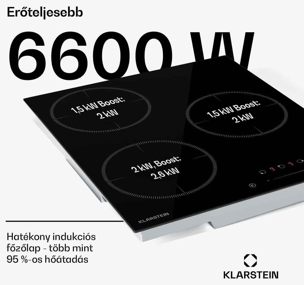 Klarstein Delicatessa Indukciós főzőlap, 45 cm, 6600 W, 3 főzőlap