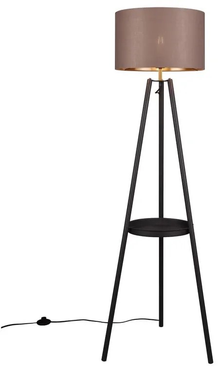 Fekete állólámpa polccal (magasság 152 cm) Colette – Trio