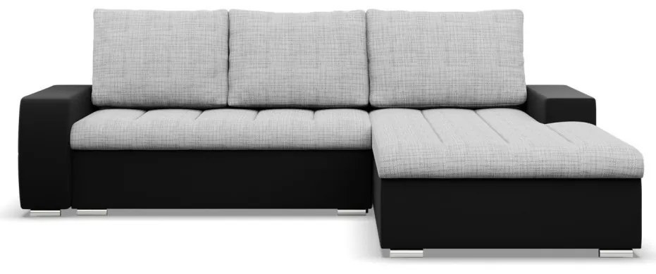 Toronto sarokkanapé, 2 ágyneműtartóval, fonott + műbőr, jobboldali, szürke - fekete