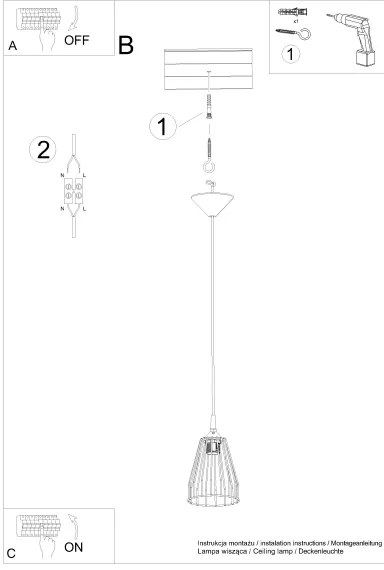 Sollux SL.1205 - Csillár zsinóron LEYO 1xE27/15W/230V fekete