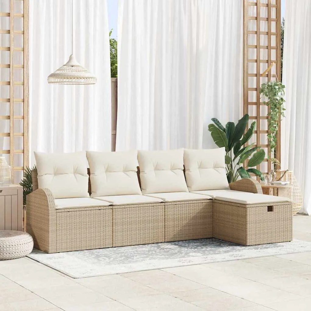 Kerti Kanapé Szett 5 pcs bézs és krémszínű 234 x 117 x 85 cm