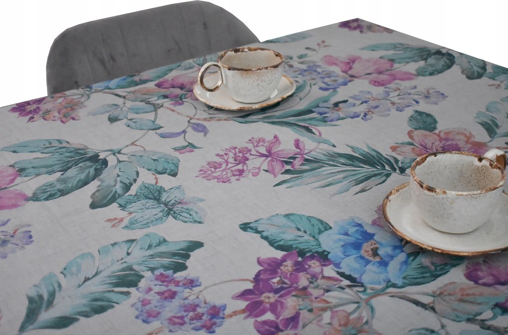 Abrosz Foltálló Szürke 140X330 CM Virágok Szürke Lila Zöld