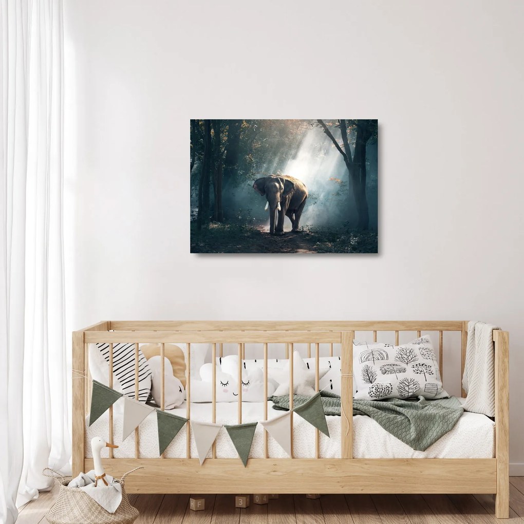 Elefánt a dzsungelben képe (üvegen) (70x50 cm)