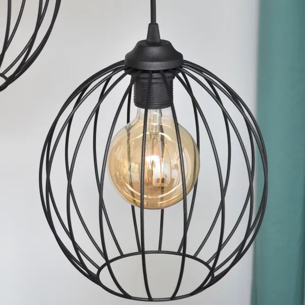 LED Csillár zsinóron MERCURE 3xE27/15W/230V ø 50 cm fekete